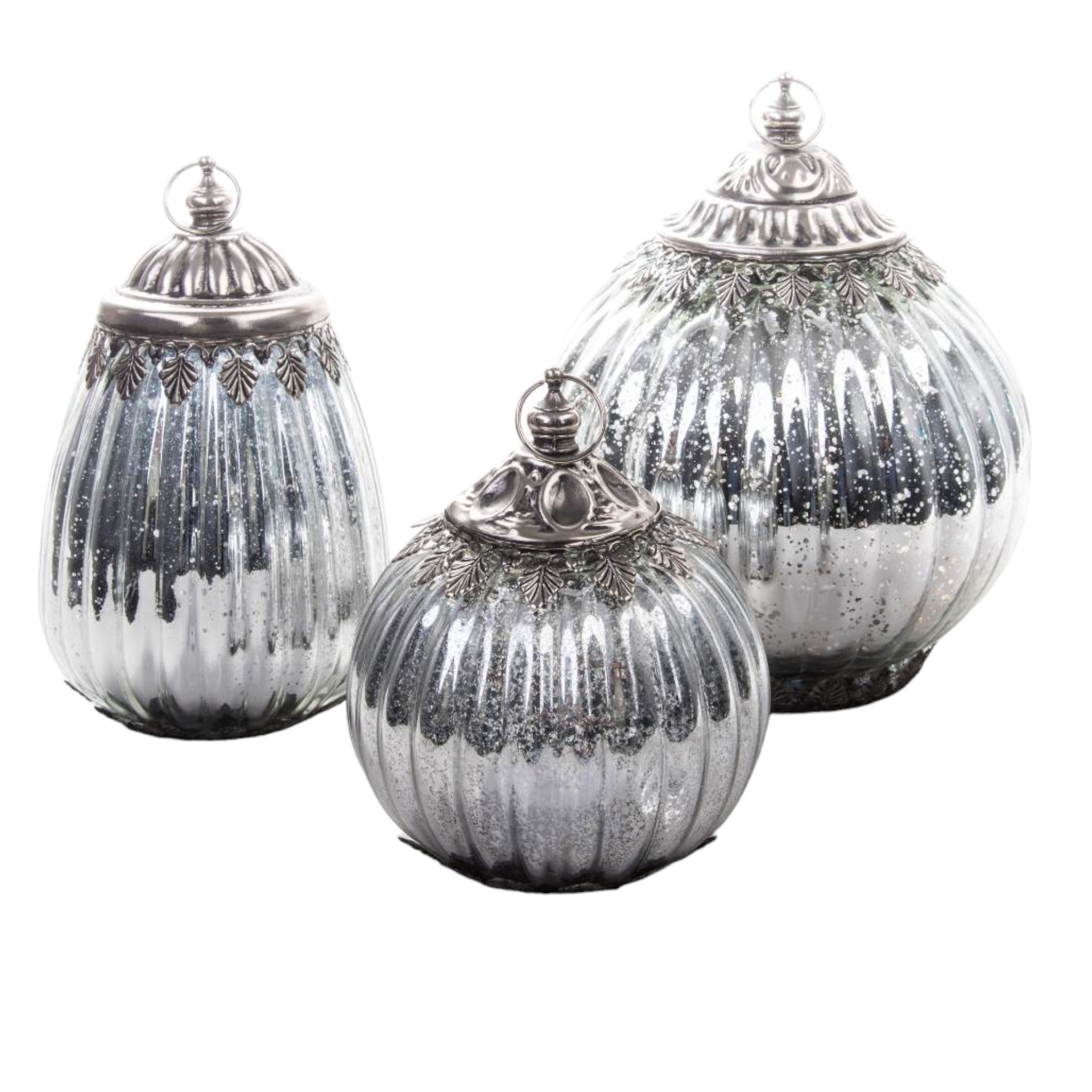 Darstellung von Windlicht bauchig gross inkl. Lichterkette 19,5 cm