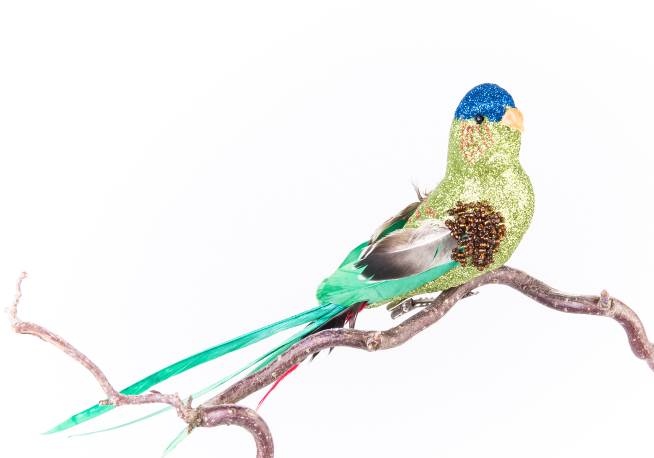 Darstellung von Vogel klein grün m. Clip l= 21 cm