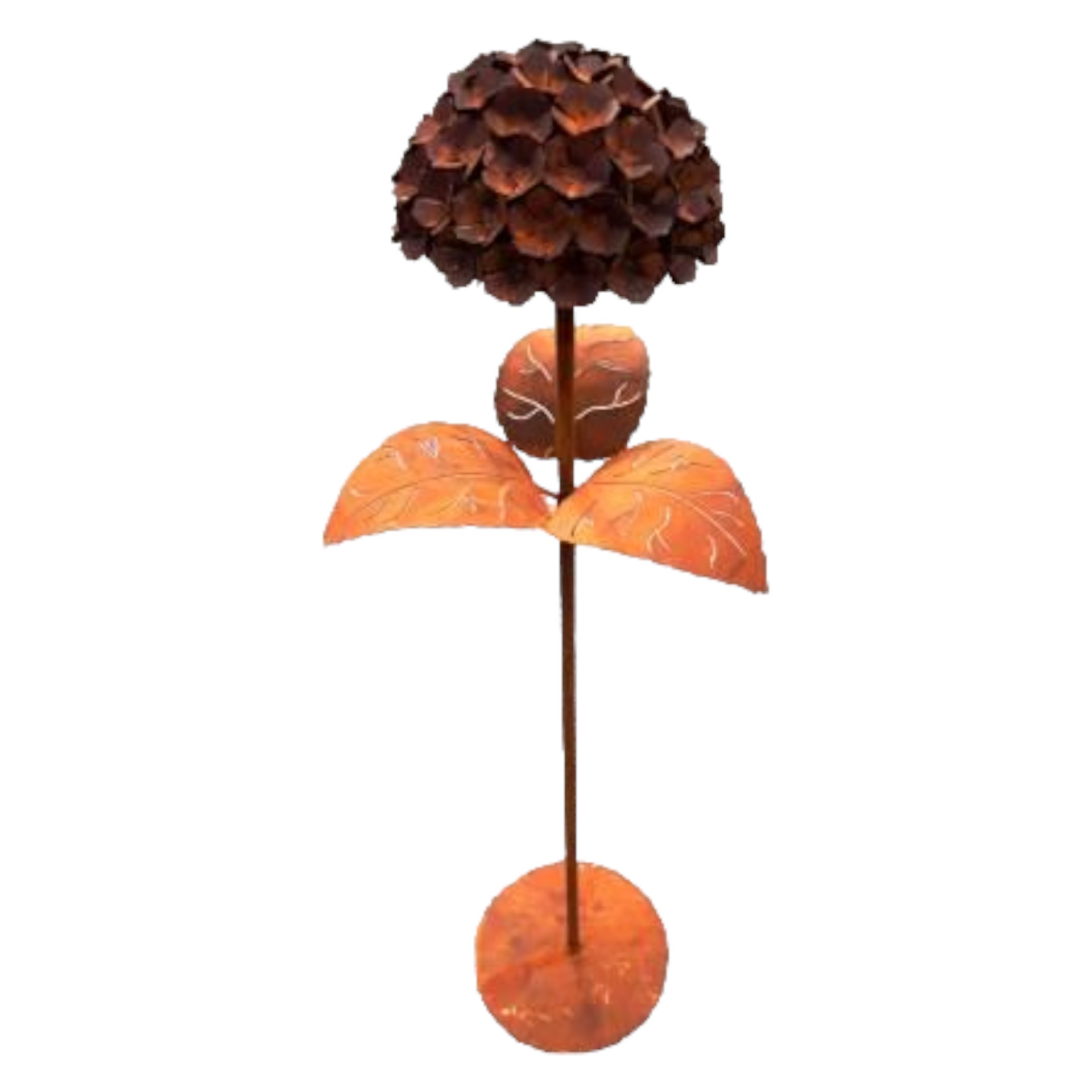 Darstellung von Hortensie gross auf Platte mit Blätter