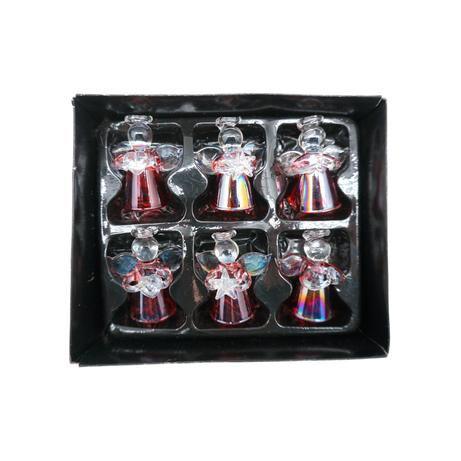 Darstellung von Glasengel natur/ rot 6-tlg.