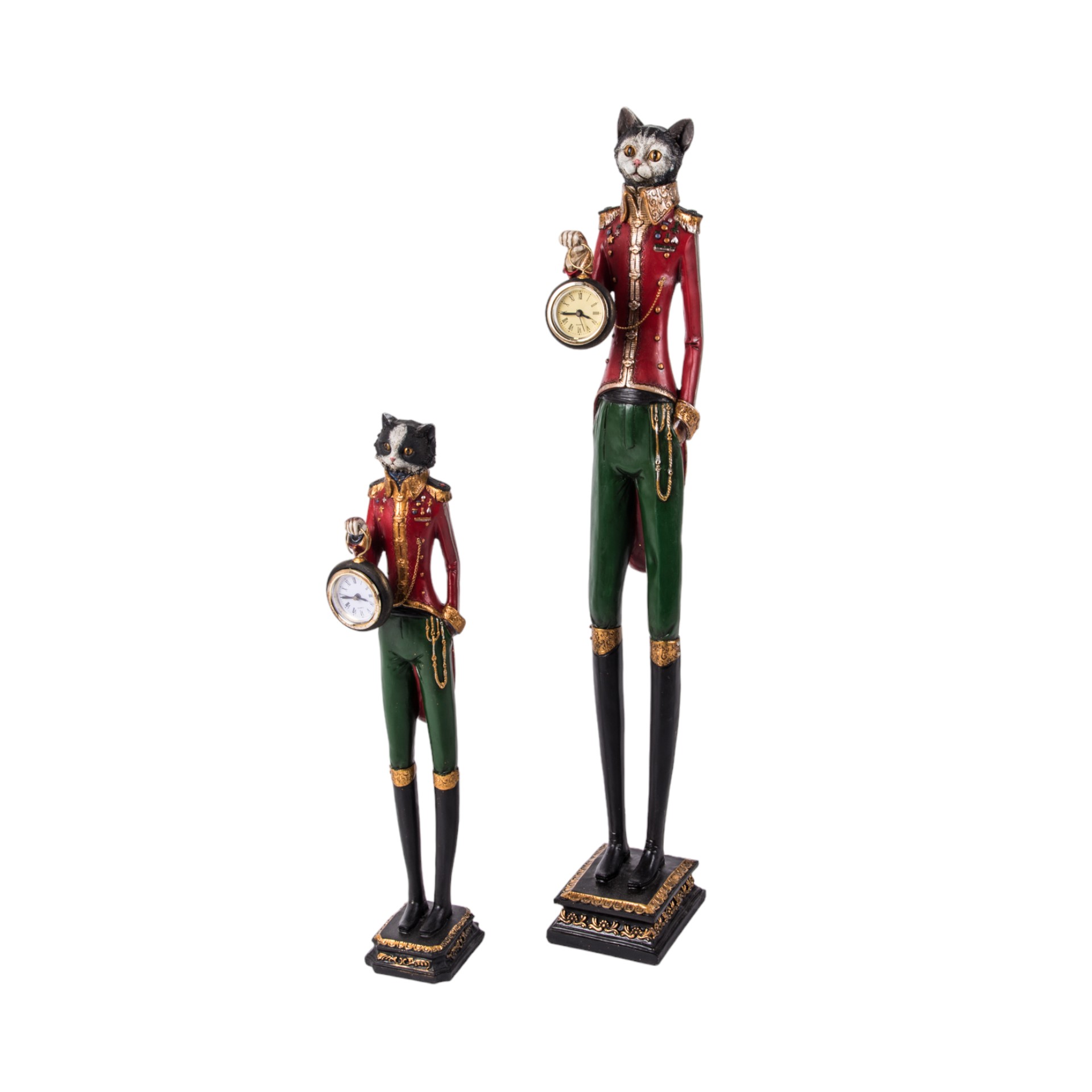 Darstellung von stehende Katze mit Uhr