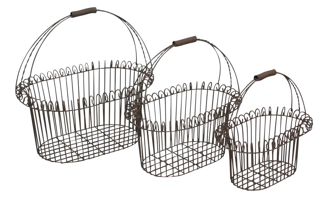 Darstellung von ovales Korbset 3tlg. massiv, rost