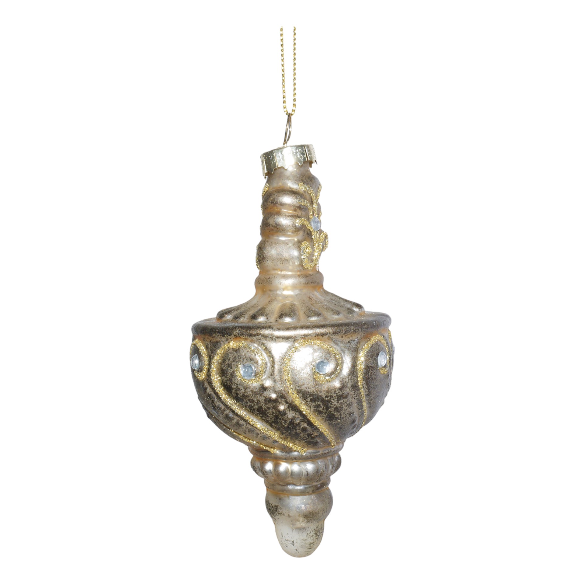 Darstellung von RP Glasfinial 2tlg. gold 12,5x6 cm