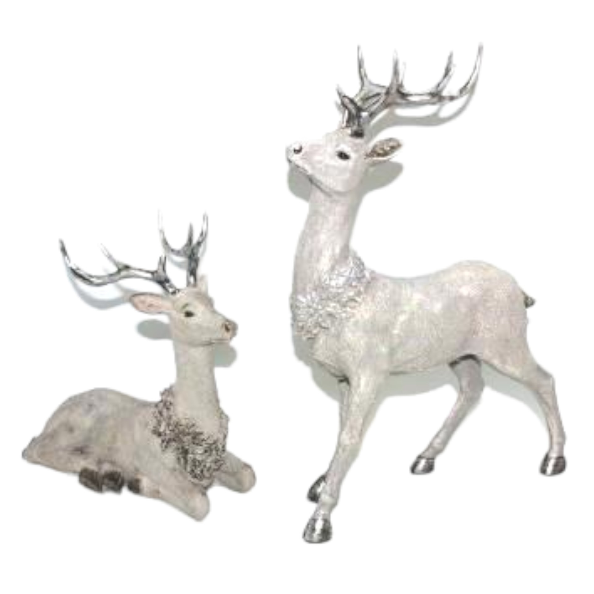 Darstellung von liegender Hirsch grau/silber m. Kranz